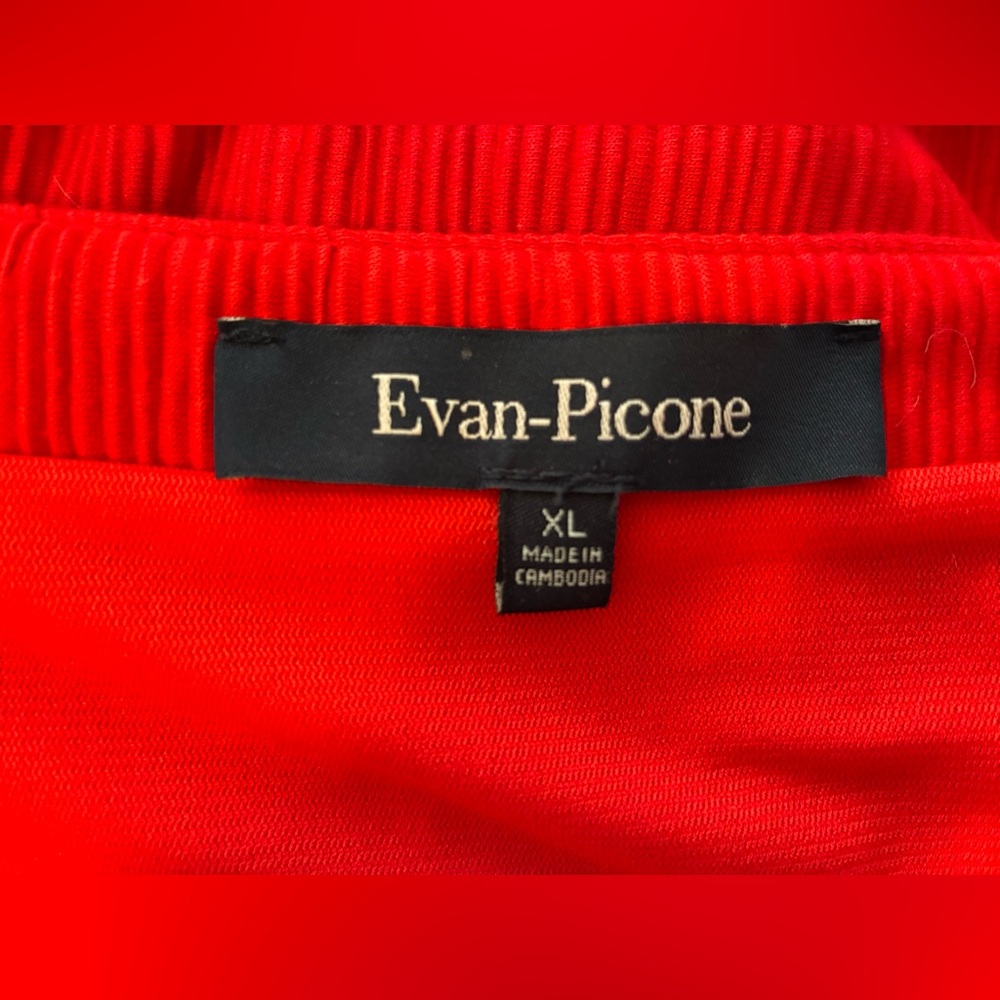 Evan Picone Vibrant Red Pleated Sleeveless Sheath Dress - Picture 5 of 7